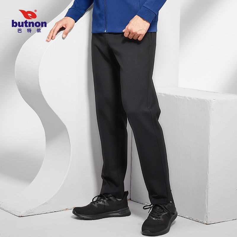 巴特儂butnon 男士夏季透氣步舒適戶外跑步休閑時尚針織寬松長褲 M1801-黑色