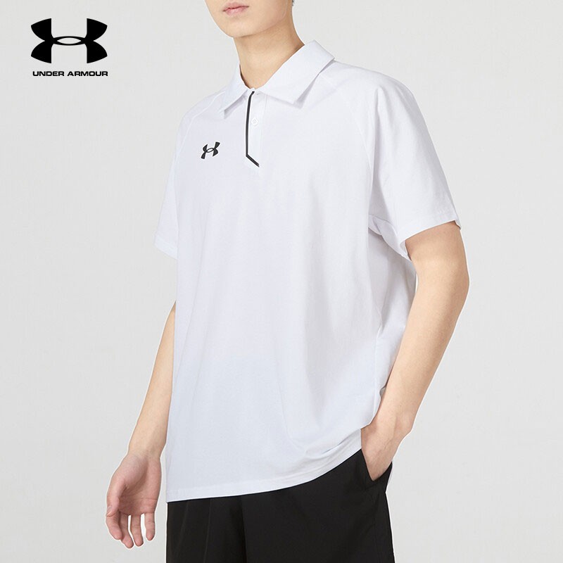 安德瑪短袖POLO衫運(yùn)動(dòng)服跑步健身訓(xùn)練舒適快干透氣寬松翻領(lǐng)棉質(zhì)T恤 22500515-100