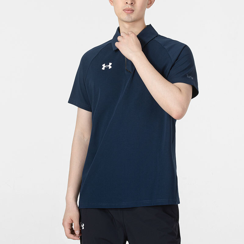 安德瑪短袖polo衫運(yùn)動(dòng)服跑步健身訓(xùn)練舒適快干透氣寬松翻領(lǐng)棉質(zhì)T恤 22500515-408