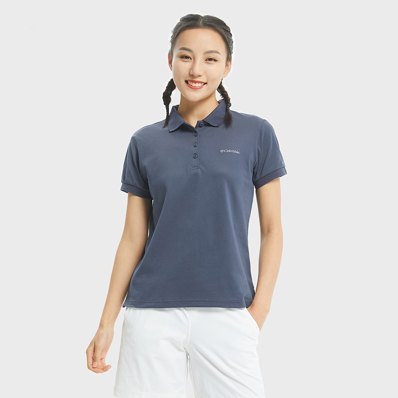 哥倫比亞POLO衫女 戶(hù)外運(yùn)動(dòng)休閑輕薄透氣吸濕線翻領(lǐng)短袖T恤AR1471466