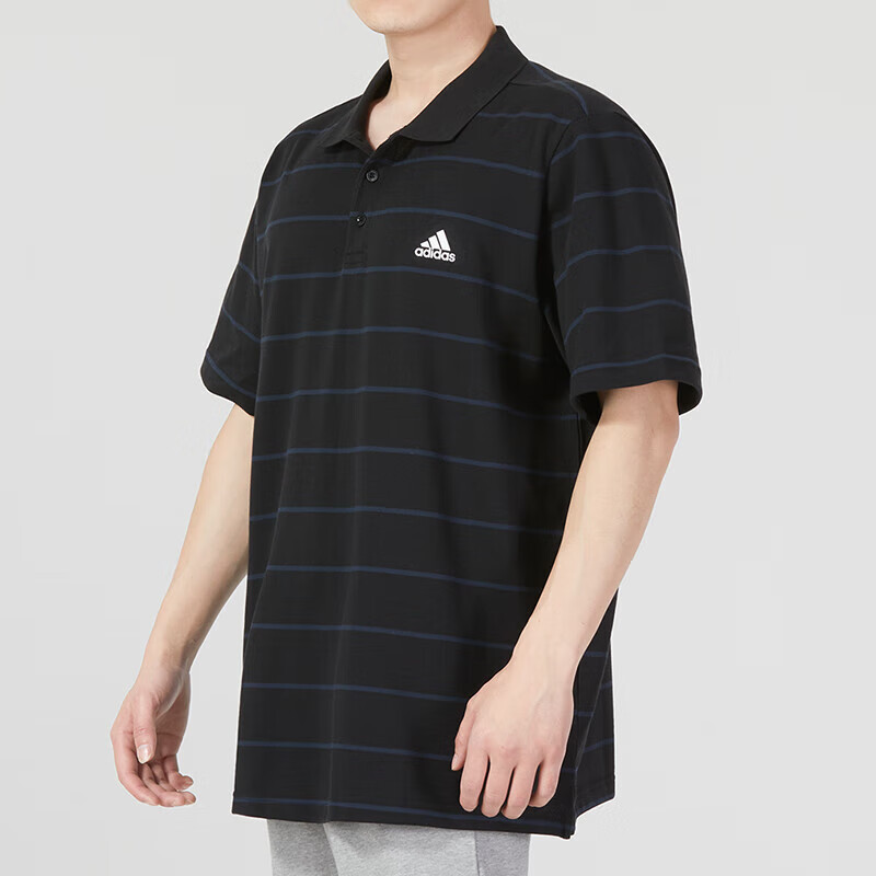 阿迪達(dá)斯  T恤男裝 POLO衫時尚條紋翻領(lǐng)運(yùn)動服健身訓(xùn)練跑步短袖 IA8163